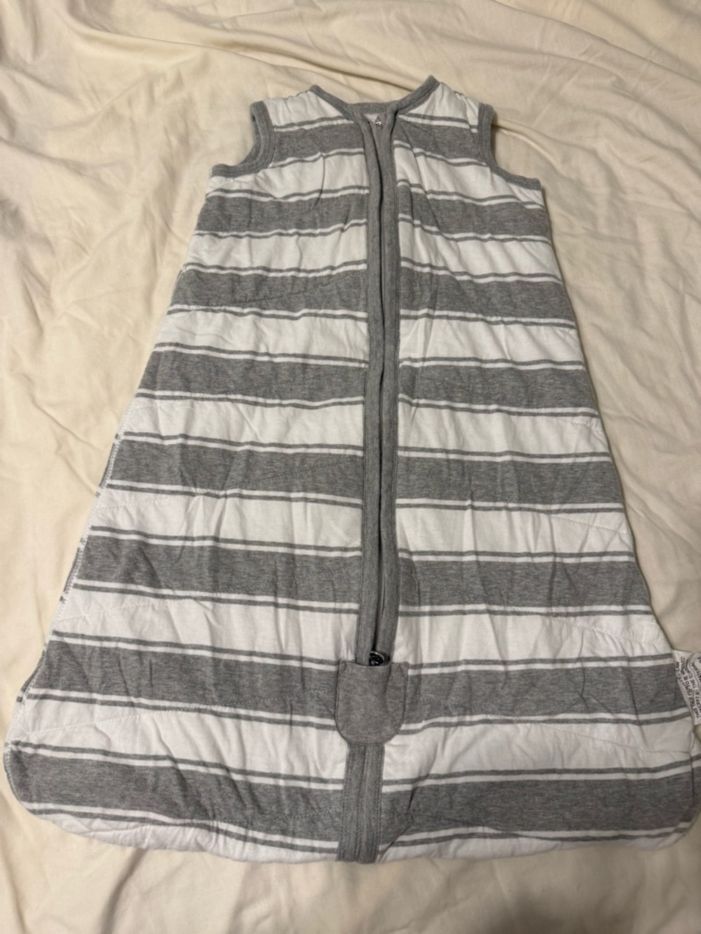 Burt's Bees Baby White and Gray Striped Sleep Sack 100% cotton